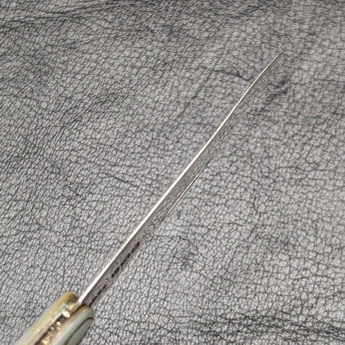 1921 British Antique White Pearl Shell Engraving Handle Pure Silver Blade Folding Pen Knife